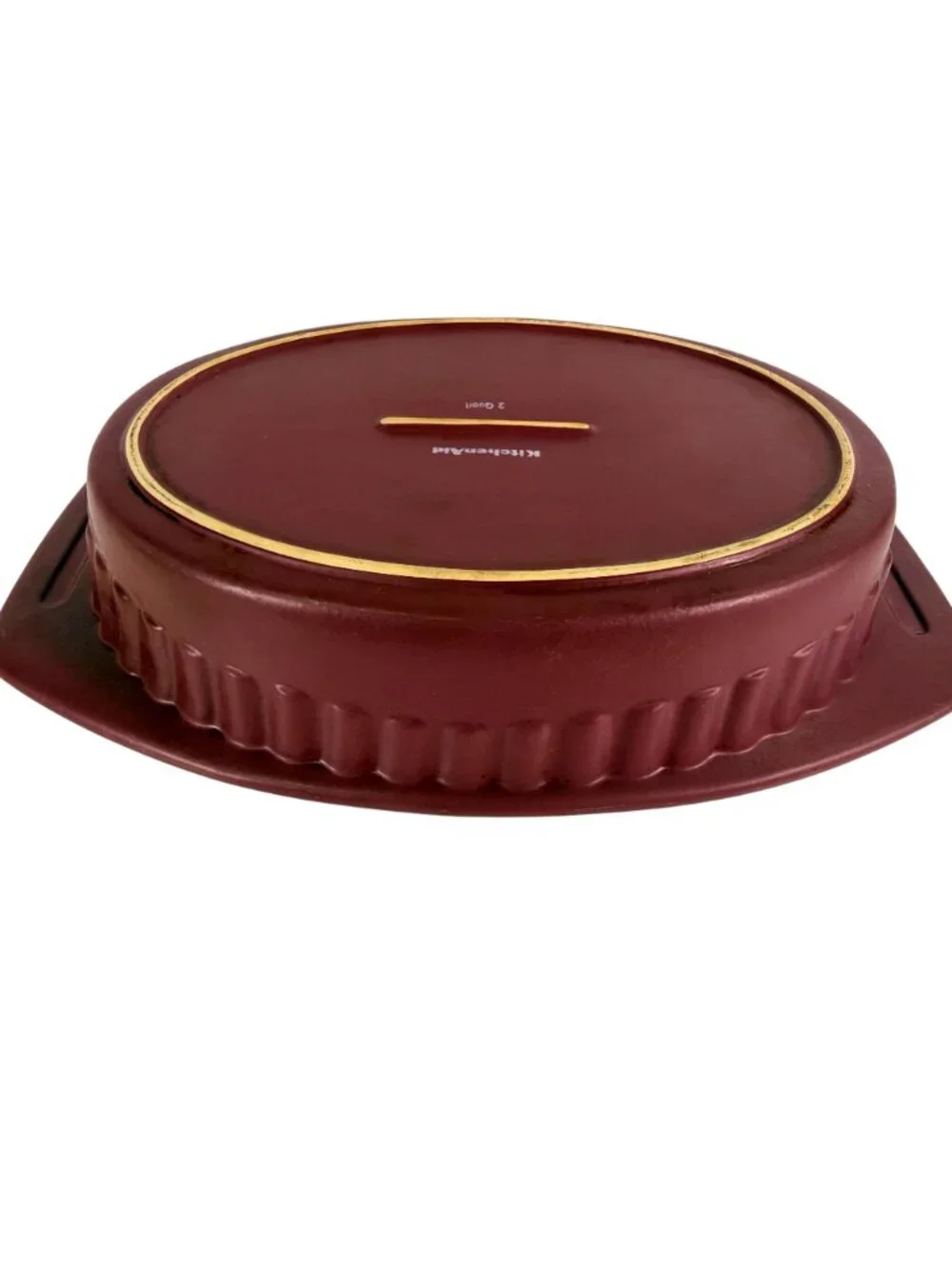 KitchenAid Red Cranberry 2 Quart Stoneware Bakeware‎ Casserole Dish Baking Pan